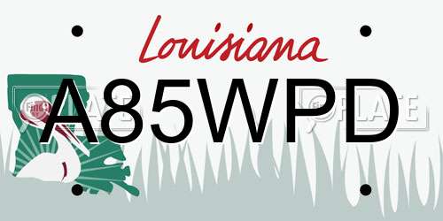 A85WPD Louisiana License Plate