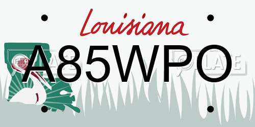 A85WPO Louisiana License Plate