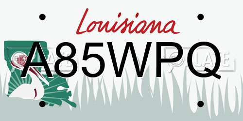 A85WPQ Louisiana License Plate