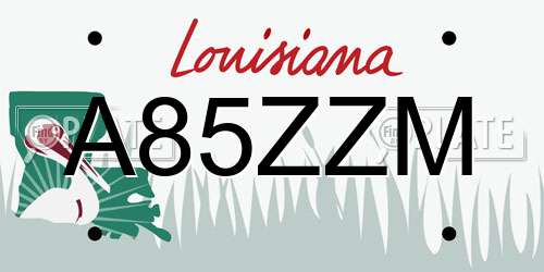 A85ZZM Louisiana License Plate