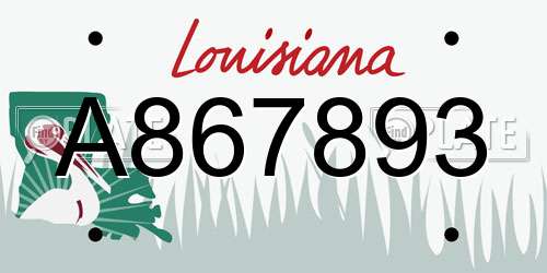 A867893 Louisiana License Plate