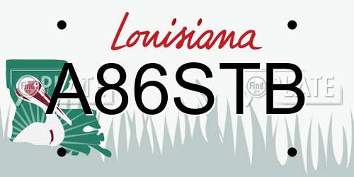 A86STB Louisiana License Plate