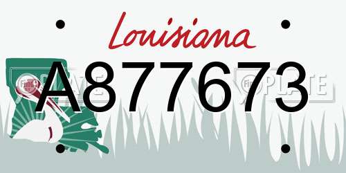 A877673 Louisiana License Plate