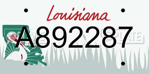 A892287 Louisiana License Plate