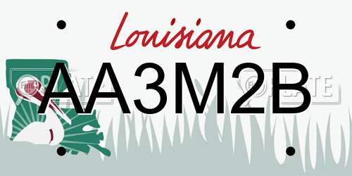 AA3M2B Louisiana License Plate