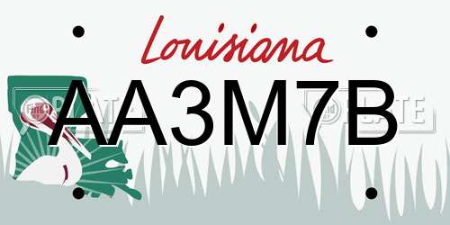 AA3M7B Louisiana License Plate