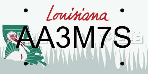 AA3M7S Louisiana License Plate