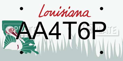 AA4T6P Louisiana License Plate