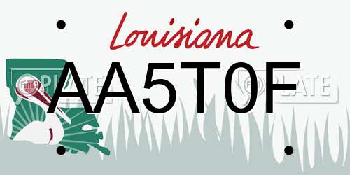 AA5T0F Louisiana License Plate
