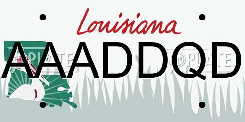 AAADDQD Louisiana License Plate