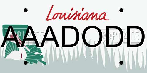 AAADODD Louisiana License Plate