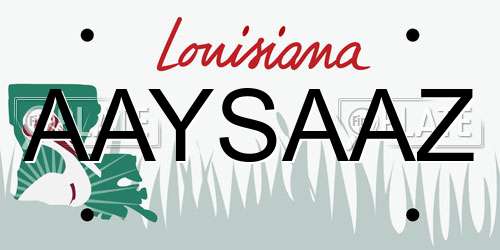 AAYSAAZ Louisiana License Plate