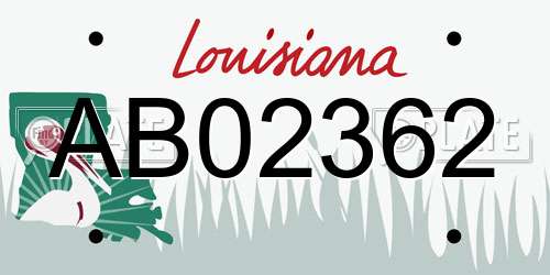 AB02362 Louisiana License Plate