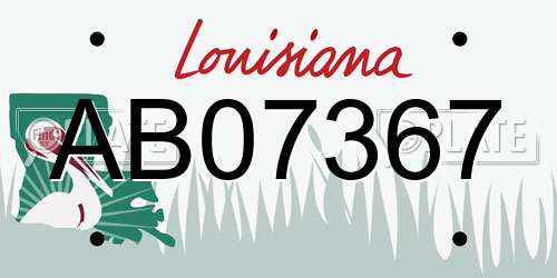 AB07367 Louisiana License Plate