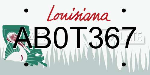 AB0T367 Louisiana License Plate