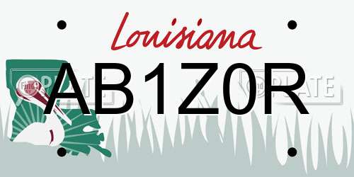 AB1Z0R Louisiana License Plate
