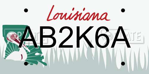 AB2K6A Louisiana License Plate