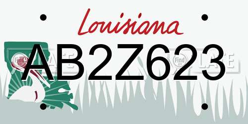 AB2Z623 Louisiana License Plate