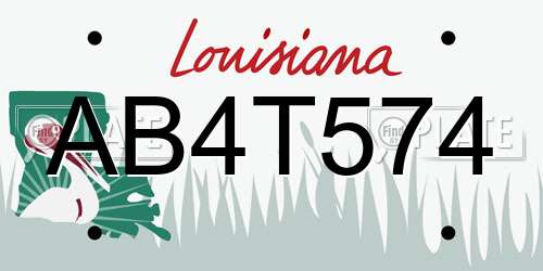 AB4T574 Louisiana License Plate