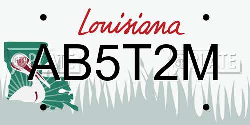 AB5T2M Louisiana License Plate