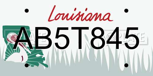 AB5T845 Louisiana License Plate