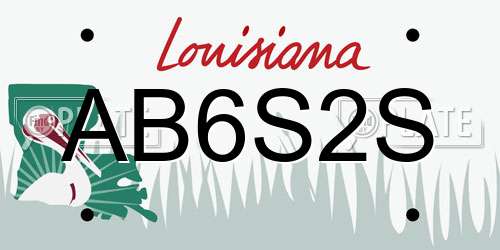 AB6S2S Louisiana License Plate