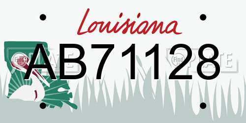AB71128 Louisiana License Plate
