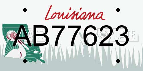 AB77623 Louisiana License Plate