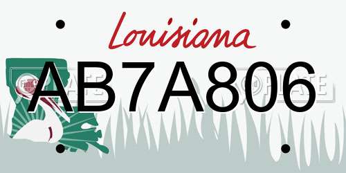 AB7A806 Louisiana License Plate