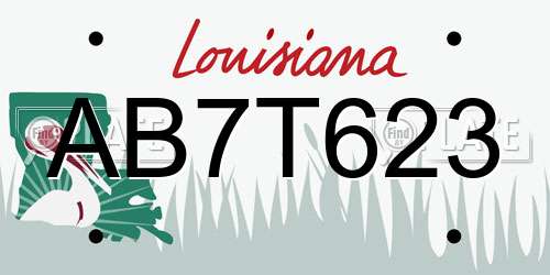 AB7T623 Louisiana License Plate