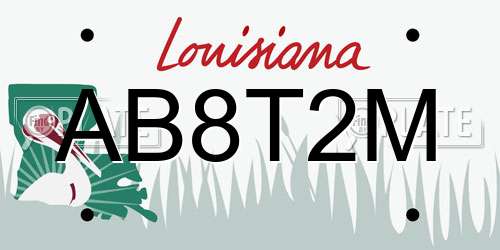 AB8T2M Louisiana License Plate