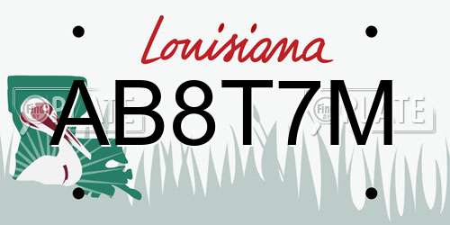 AB8T7M Louisiana License Plate