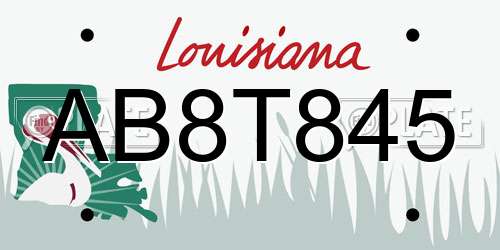 AB8T845 Louisiana License Plate