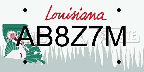 AB8Z7M Louisiana License Plate