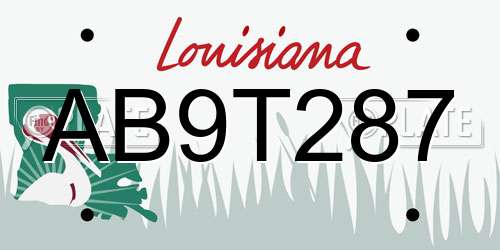 AB9T287 Louisiana License Plate