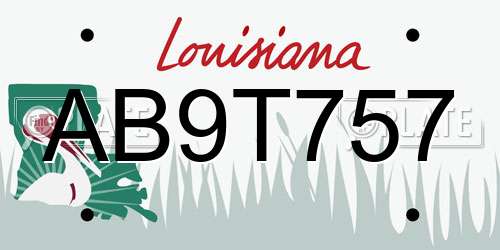 AB9T757 Louisiana License Plate