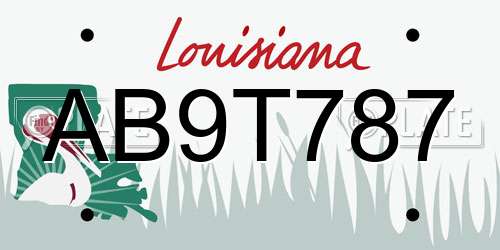 AB9T787 Louisiana License Plate