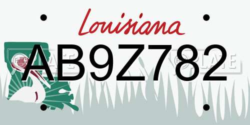 AB9Z782 Louisiana License Plate