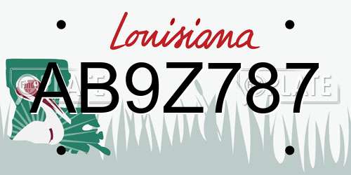 AB9Z787 Louisiana License Plate