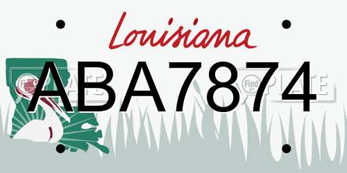 ABA7874 Louisiana License Plate