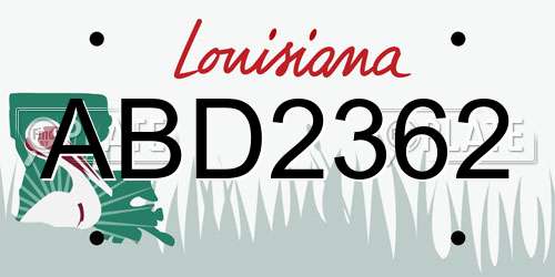 ABD2362 Louisiana License Plate