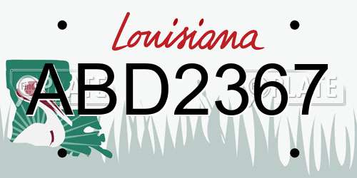 ABD2367 Louisiana License Plate