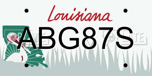 ABG87S Louisiana License Plate