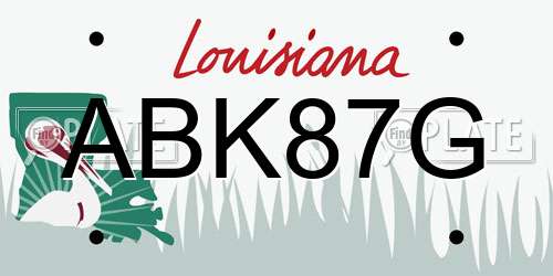 ABK87G Louisiana License Plate