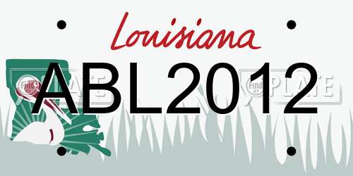 ABL2012 Louisiana License Plate