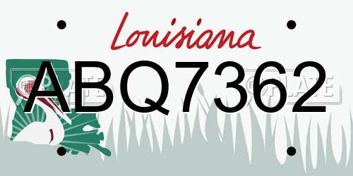 ABQ7362 Louisiana License Plate