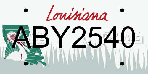 ABY2540 Louisiana License Plate