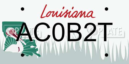 AC0B2T Louisiana License Plate
