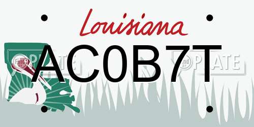 AC0B7T Louisiana License Plate