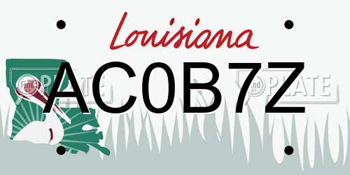 AC0B7Z Louisiana License Plate